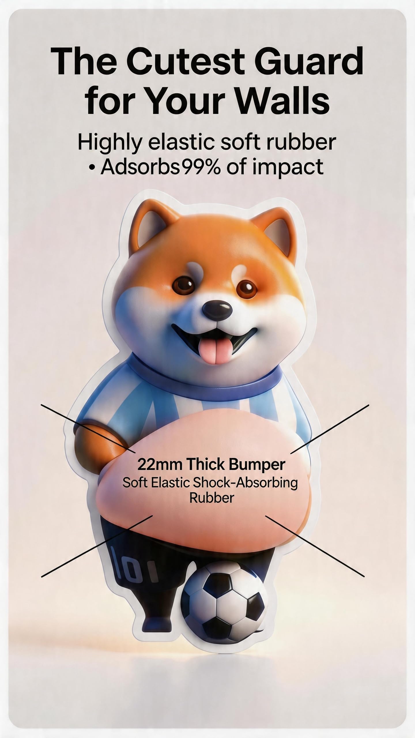 3D Shiba Inu Dog Belly Stickers Door Stop Wall Protector Silent Shockproof Soft Rubber Wall Door Knobs Refrigerator Door Closets from Damage 2 Pack (A (2 Pack) — Amazon image 5