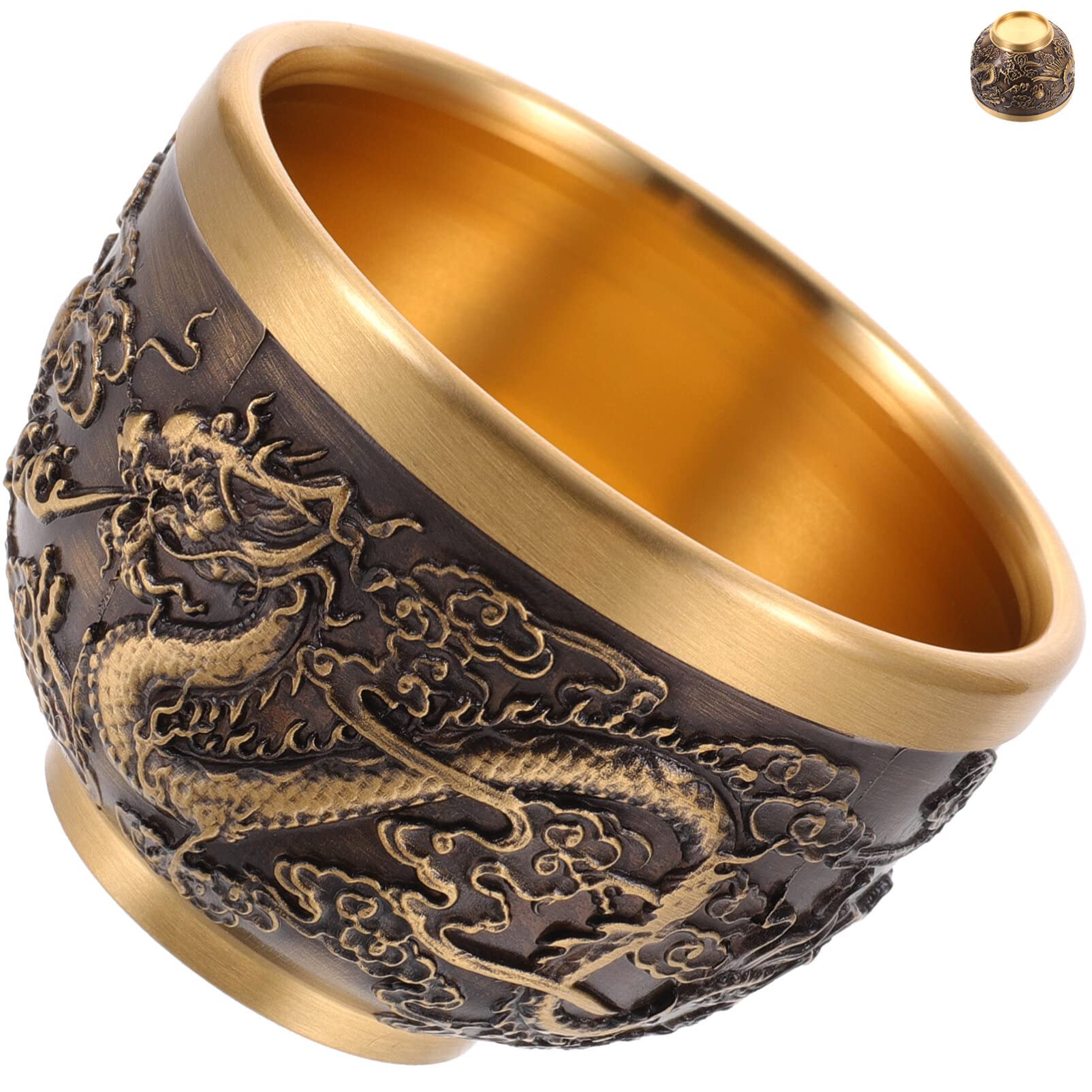 Espresso Cups Vintage Metal Shot Glass Antique Chinese Dragon Engraving Whiskey Cup Mini Brass Drinking Glasses Embossed Tea Cup Cups for Home Vintage Decor