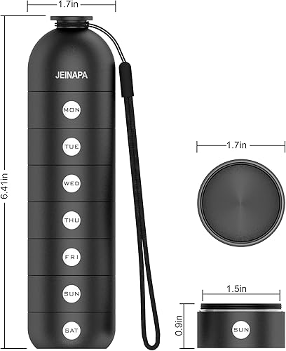 Miniatura 2 de JEINAPA Organizador de pastillas de aluminio semanal apilable a prueba de humedad contenedor grande para pastillas libre de BPA organizador diario