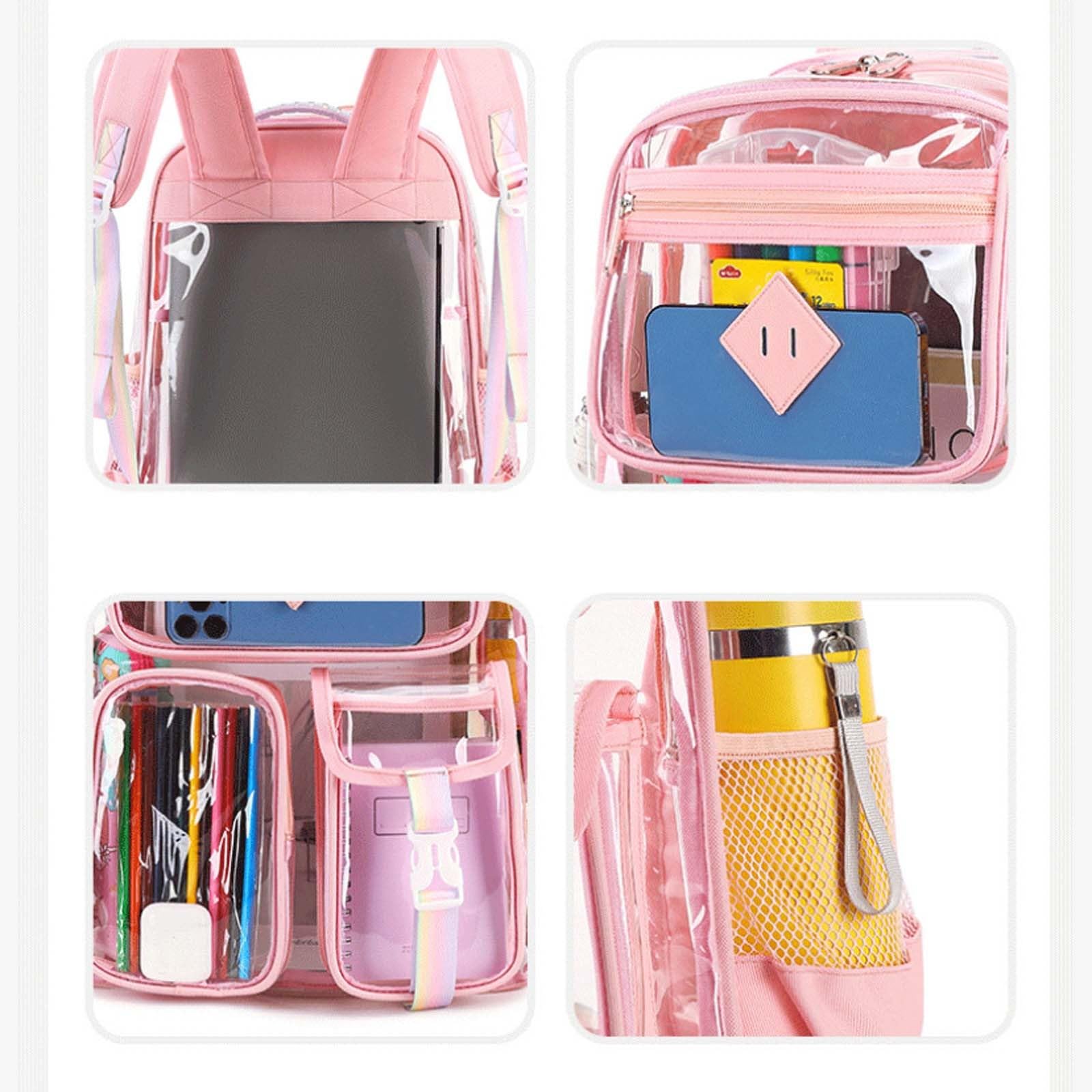 Zaino Bambini, Zaino Elementari Bambina Scomparti Multipli, Zaino Trasparente di Grande capacità per Ragazze delle scuole elementari e Medie 8-15
