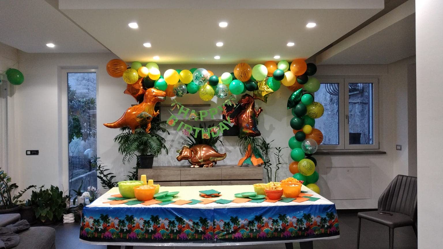 Kit Décoration Anniversaire Dinosaure 2 Ans - 12 Pièces Avec Ballons Aluminium Et Banderole - Thème Dino Pour Fête Garçon