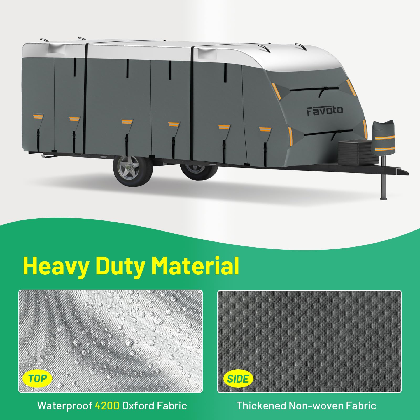 Favoto Copertura Camper Impermeabile Esterno - Telo Protettivo Per Roulotte Copri Veicolo Ricreativo 420D Oxford Tessuto Non Tessuto Traspirante Antivento Antipolvere UV 610x250x220cm