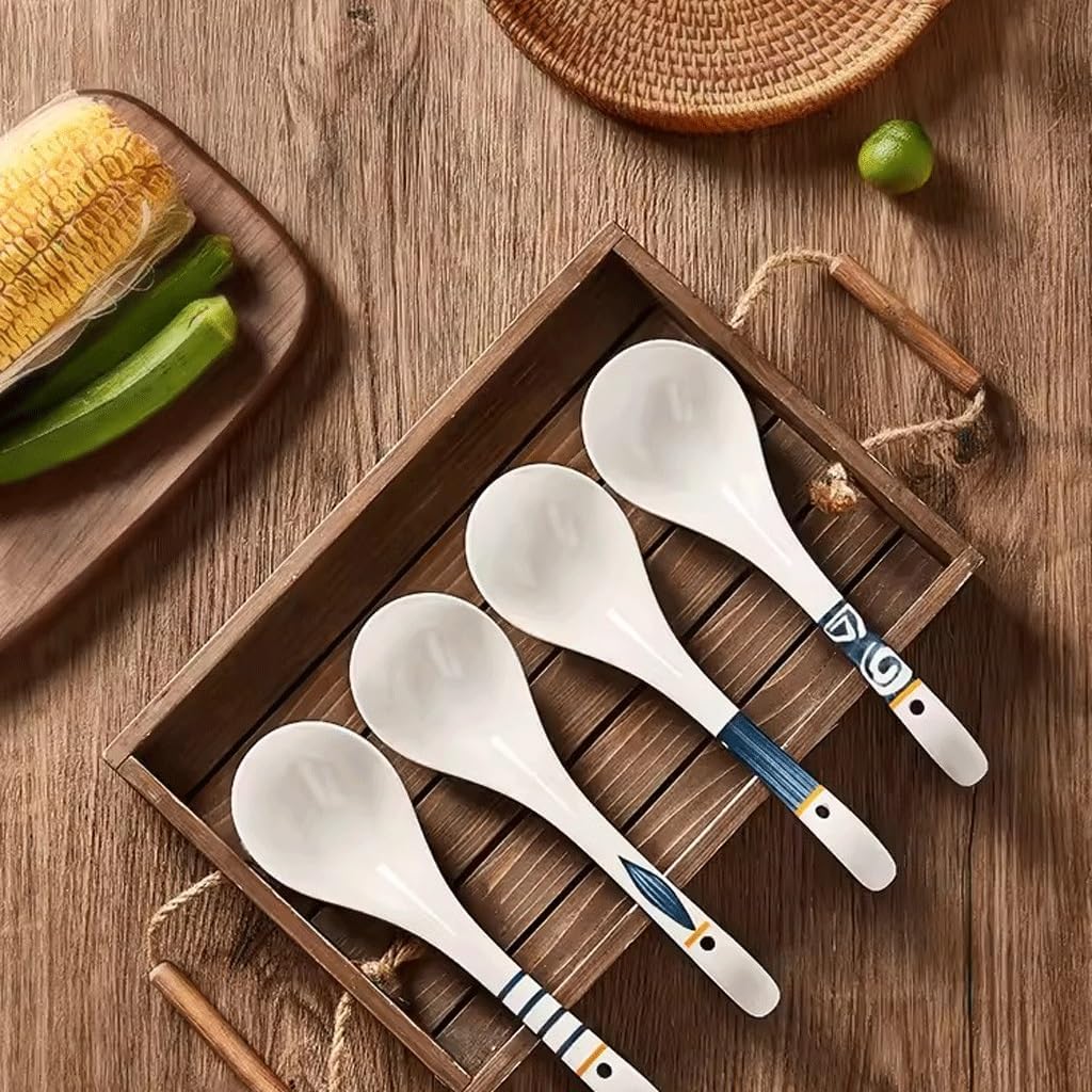 Spoons,soup spoons,Spoons for Cooking Kitchen Table Spoon Ceramic Large Spoon Household Anti-scalding Long Handle Spoon Kitchen Round Large Spoon Tableware Dinner Spoon Teaspoons