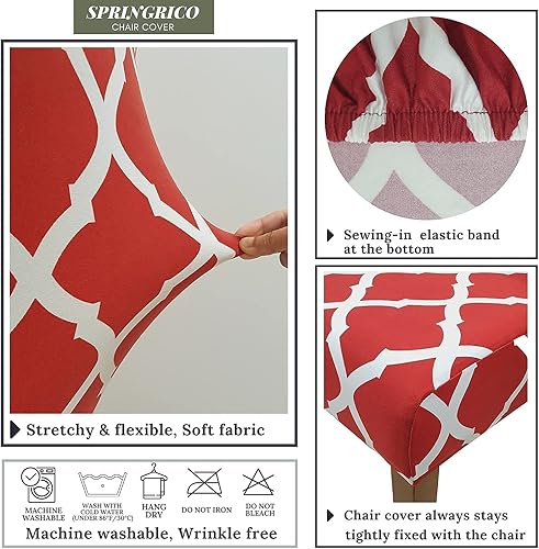 Miniatura 5 de SPRINGRICO Fundas para sillas de comedor, paquete de 6, fundas elásticas para sillas de comedor, de elastano, lavables, fundas para sillas Parsons,