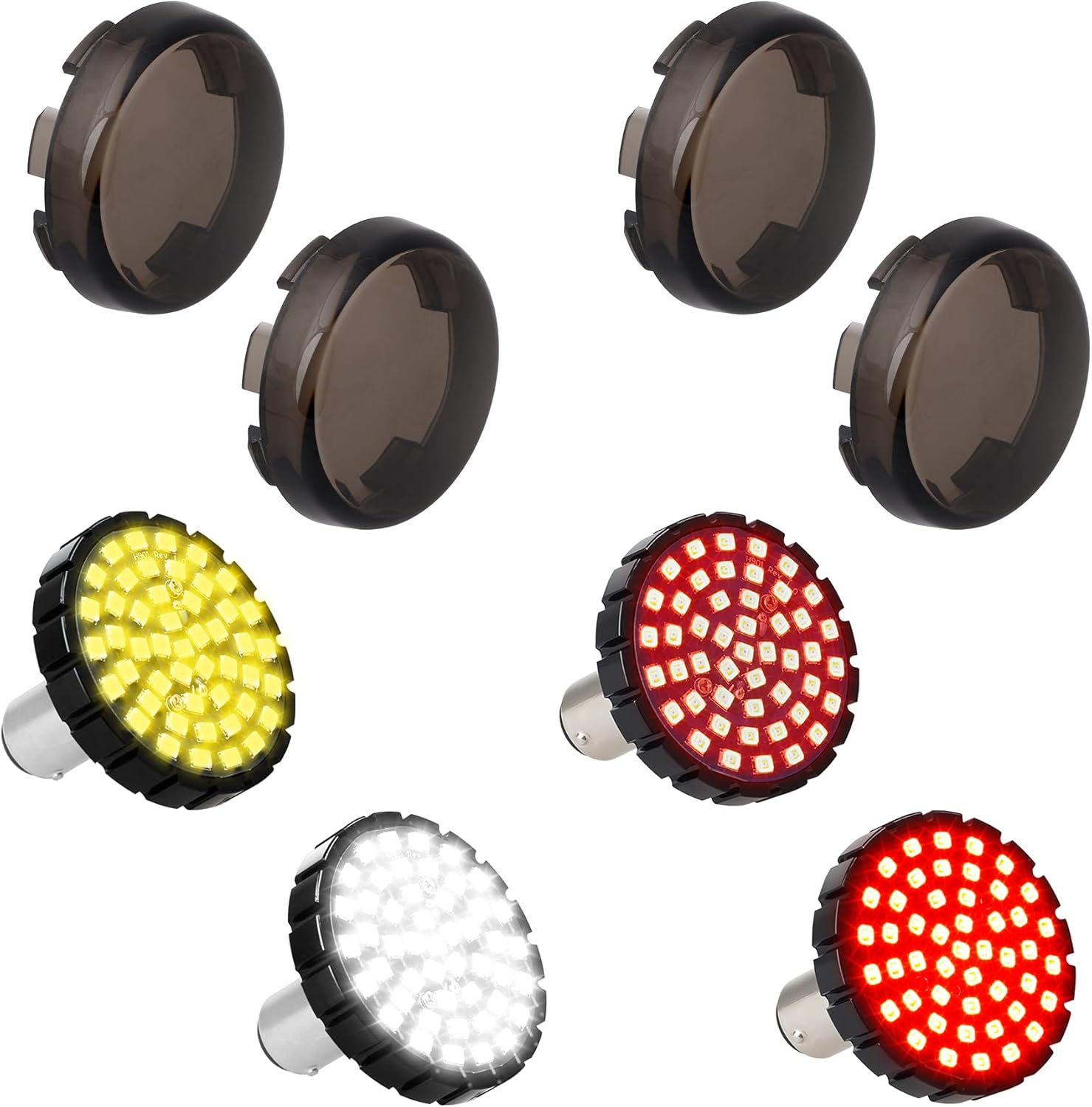 QUASCO 1157 Front Rear Turn Signals 2 inch Bullet Led Blinkers with Smoked Lens Compatible with Harley Softail Sportster Cruiser Street Glide Special Road King Fatboy