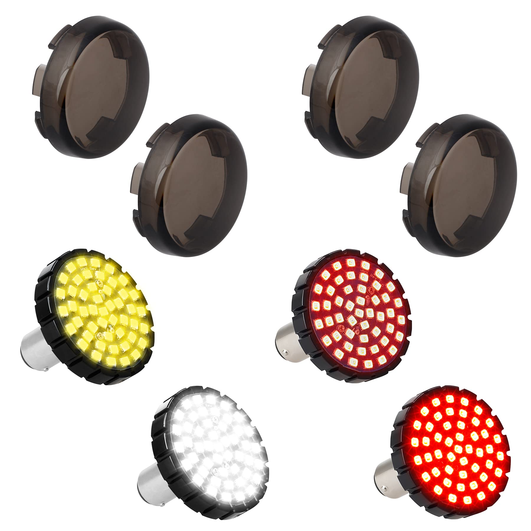 QUASCO 1157 LED Turn Signal Bulbs - 2" Bullet Style With Smoked Lens For Harley & Cruiser Motorcycles