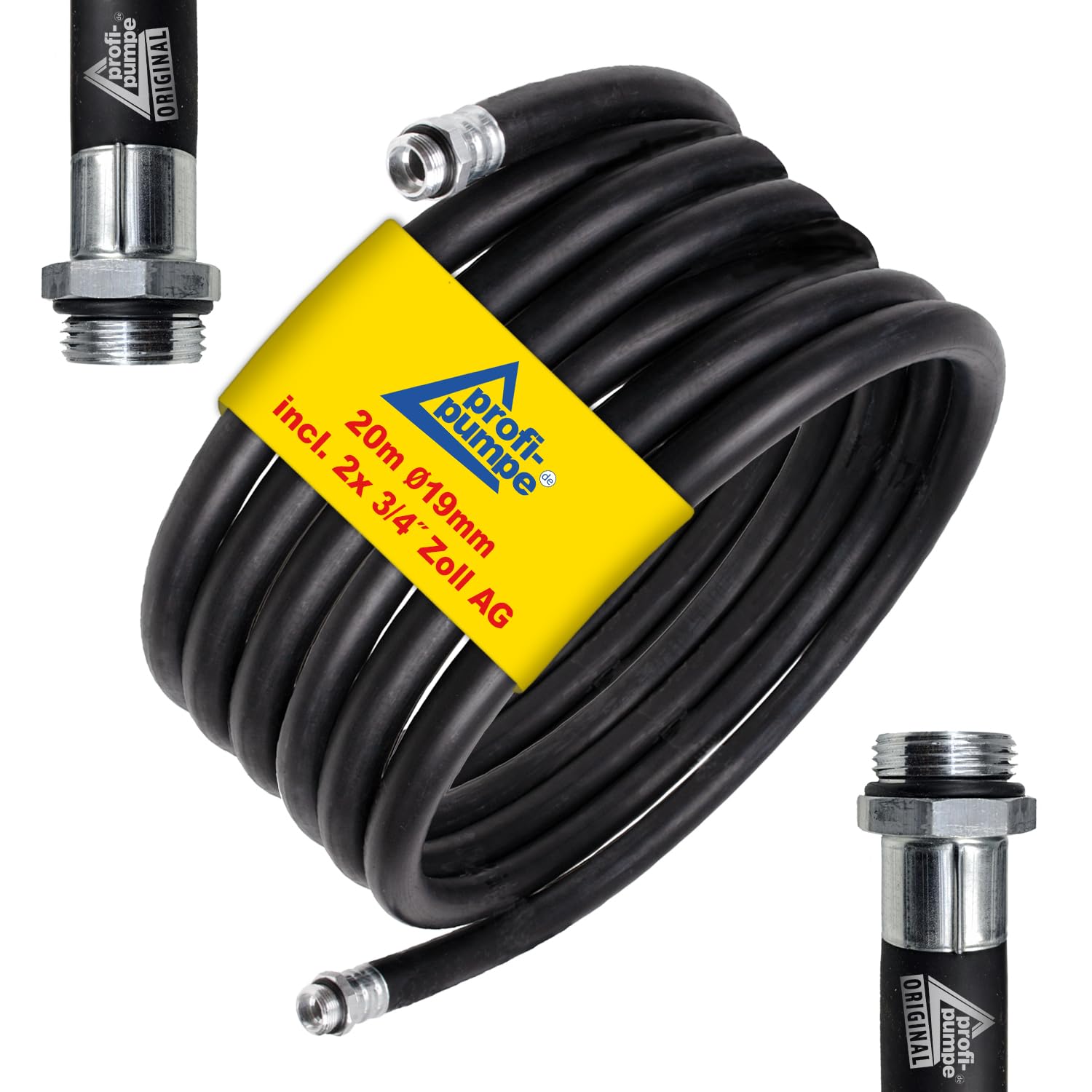 Tubo diesel, 19 mm, interno, 20 m, per pompa dell'olio, tubo dell'olio, tubo a spirale, tubo di aspirazione/pressione per gasolio, pompa dell'acqua con 2 beccucci da 3/4"
