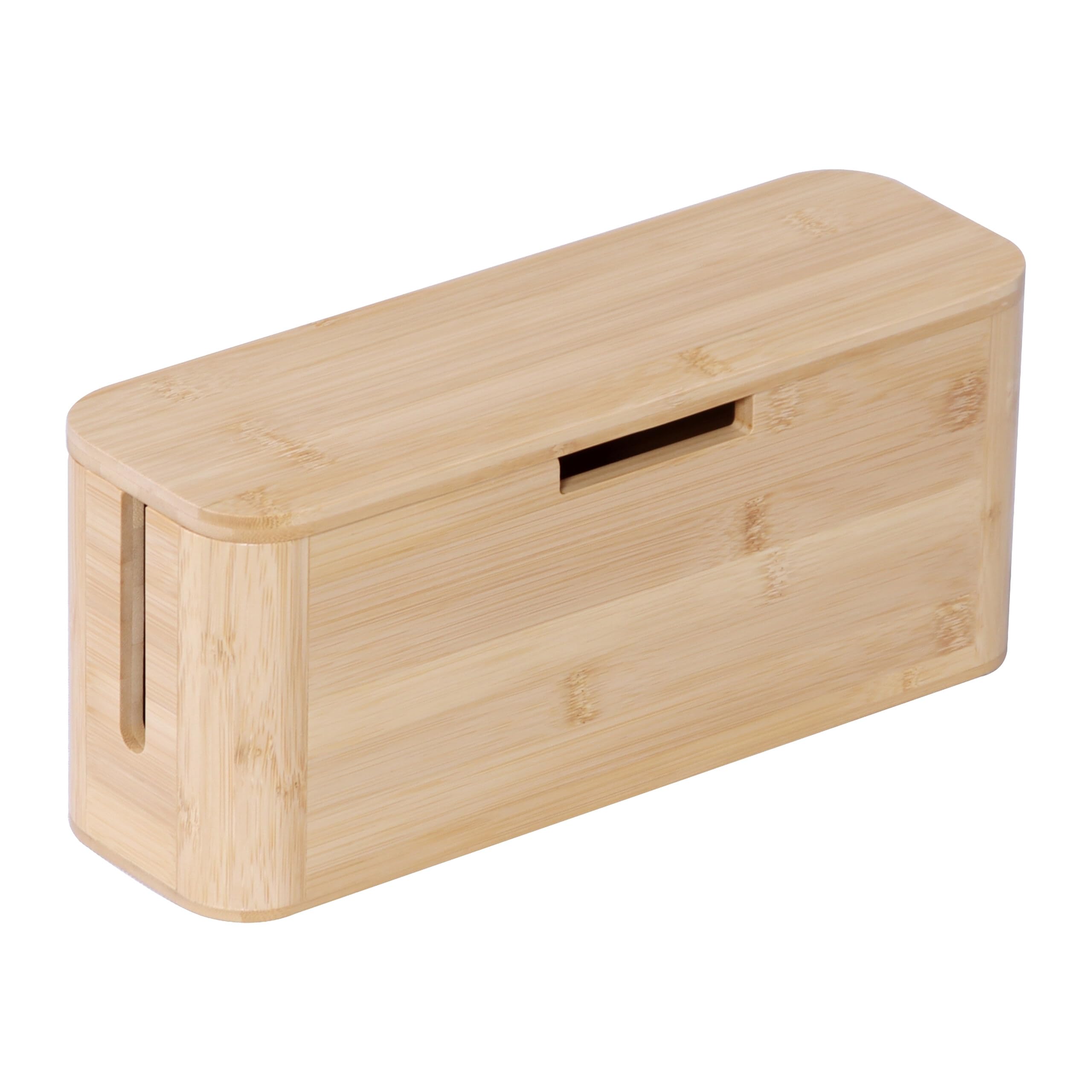 Relaxdays Scatola Porta Cavi per multipresa, bambù, Coperchio Magnetico, HxLxP 14,5x34x11 cm