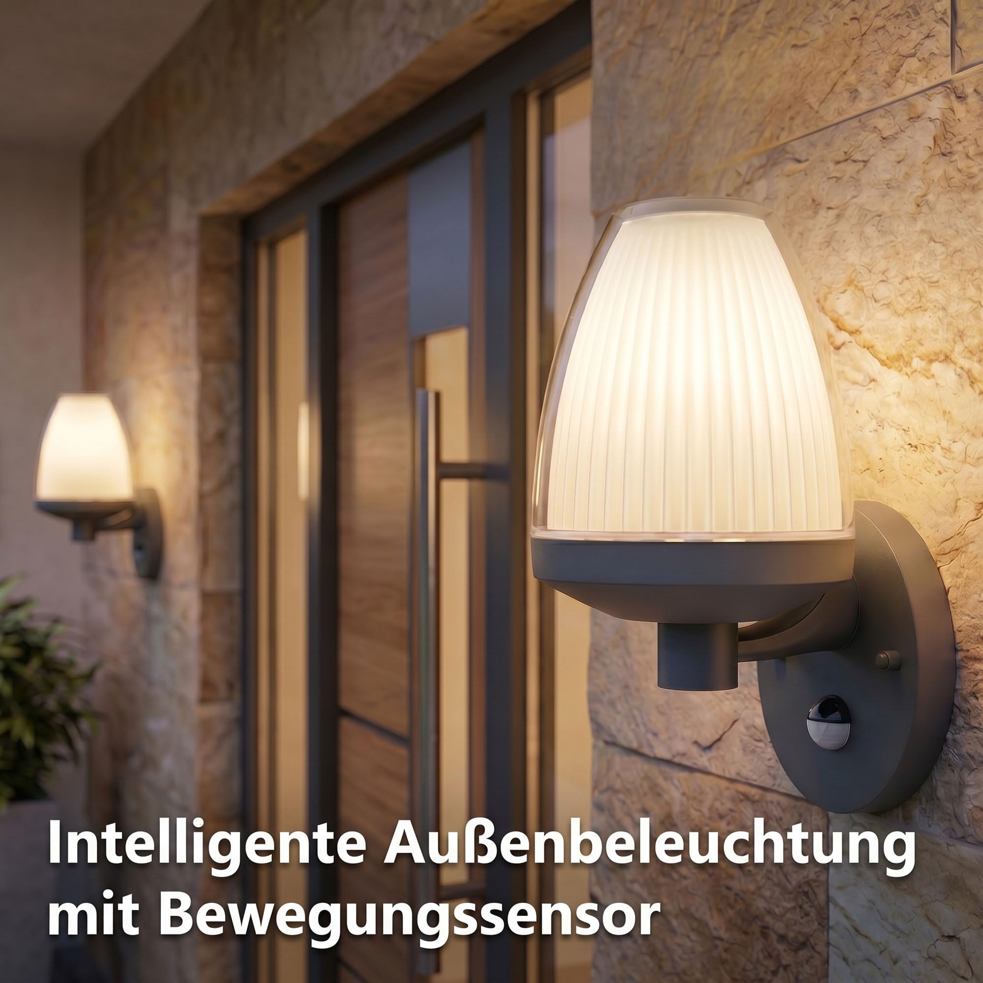 Maxkomfort Außenwandleuchte Anthrazit IP44 mit Bewegungsmelder für E27 LED (Max 25W) – Automatische Wandlampe aus Aluminium für mehr Sicherheit an Garten, Haustür & Fassade