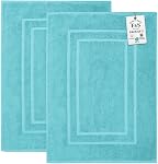 Feather & Stitch 100% Tapis de bain en coton Terry, 2 Serviettes de bain comme des tapis de bain (30x21 Salle de bain Douche De sortie tapis de sol de baignoire [NOT Une rug salle de bains] Soft Absorbent Lavable Mats- Pêche pâle