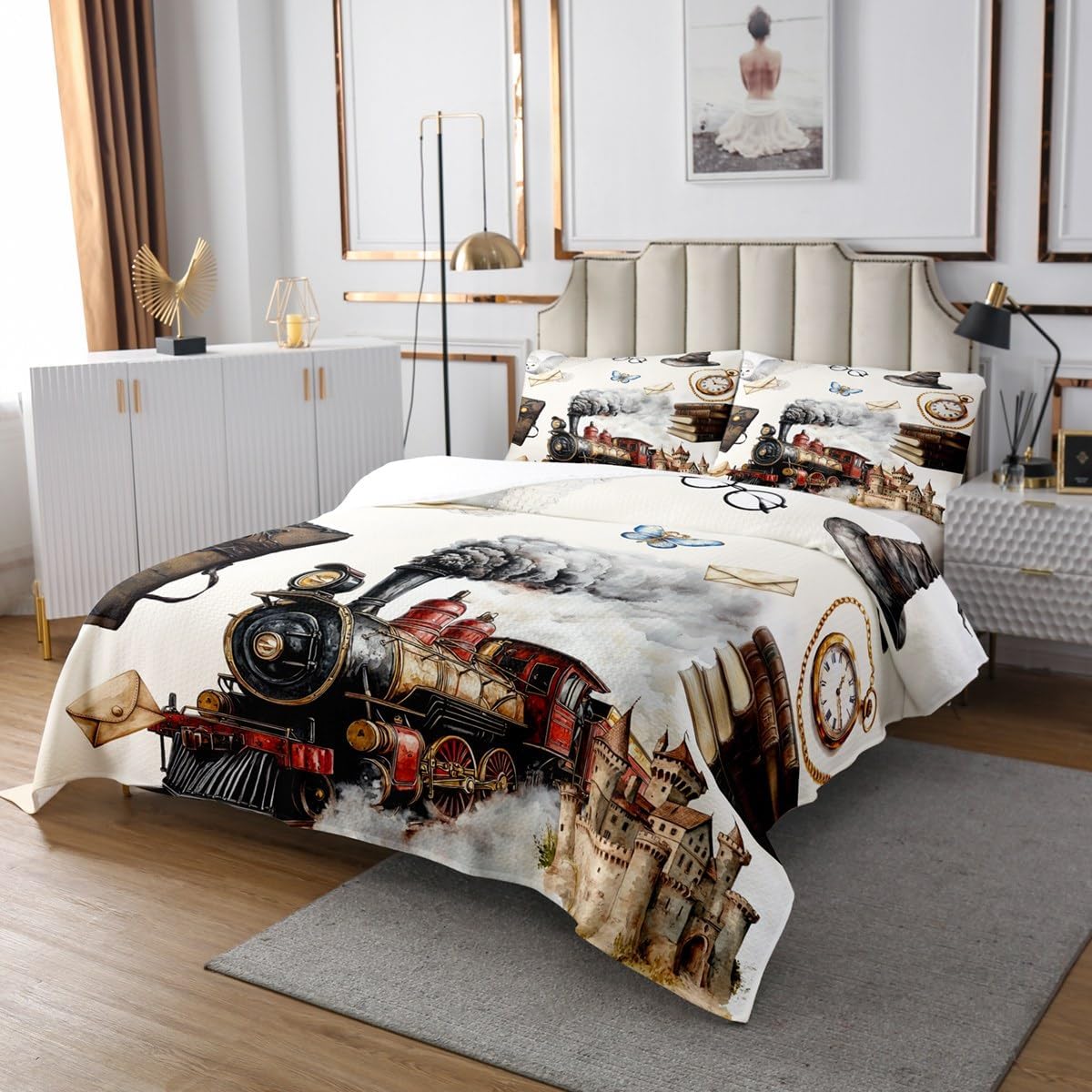 Homewish Cartoon Cat Bedspread Twin Size,Kawaii Colorful Kitten Bedding Sets 2Pcs for Kids Girls Boys Room Decor,Pet Animals Comforter Set Cute Cat Paw Print Quilt Coverlet,1 Pillowcase