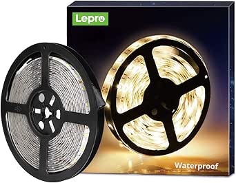LE LED Strip 5m Selbstklebend, 12V LED Streifen Wasserdicht Leiste mit 300 Stück 2835 LEDs, 3000 Kelvin 1200 Lumen Warmweiß LED Band Outdoor, DIY Flexibel Stripe für Innen Heim Küche, Kein Netzteil