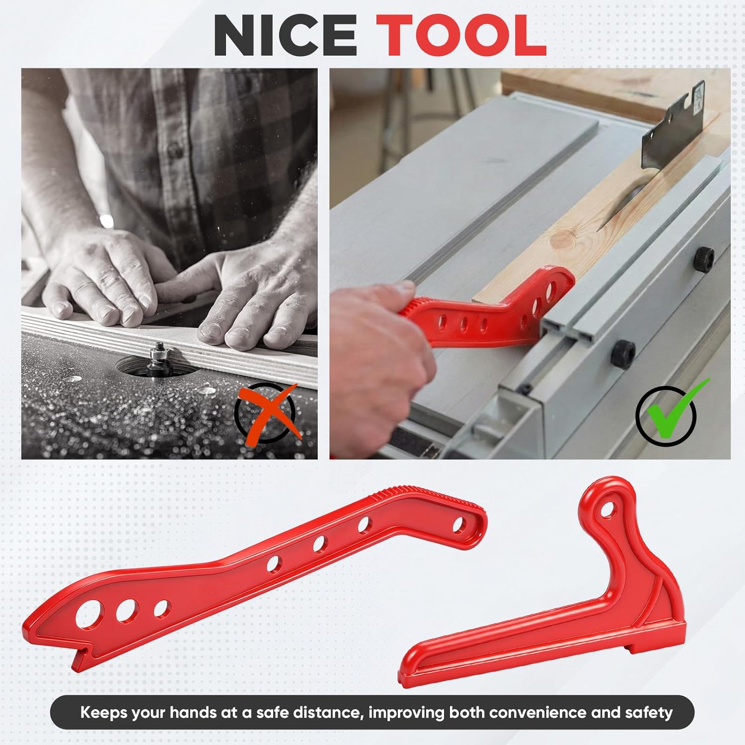Lothee 2 Pcs Table Saw Push Block and Push Stick Set Table Saw Accessories, Ergonomic Handles Fits Router Tables, Jointers, Band Saws for Woodworking Tools and Hand Safety Protection