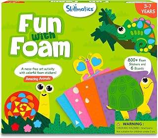 Skillmatics Foam Sticker Art Animals Kit: 800+ 3D Stickers, Mess-Free Crafts for Kids 3-7, Easter Basket Stuffers & Travel Fun