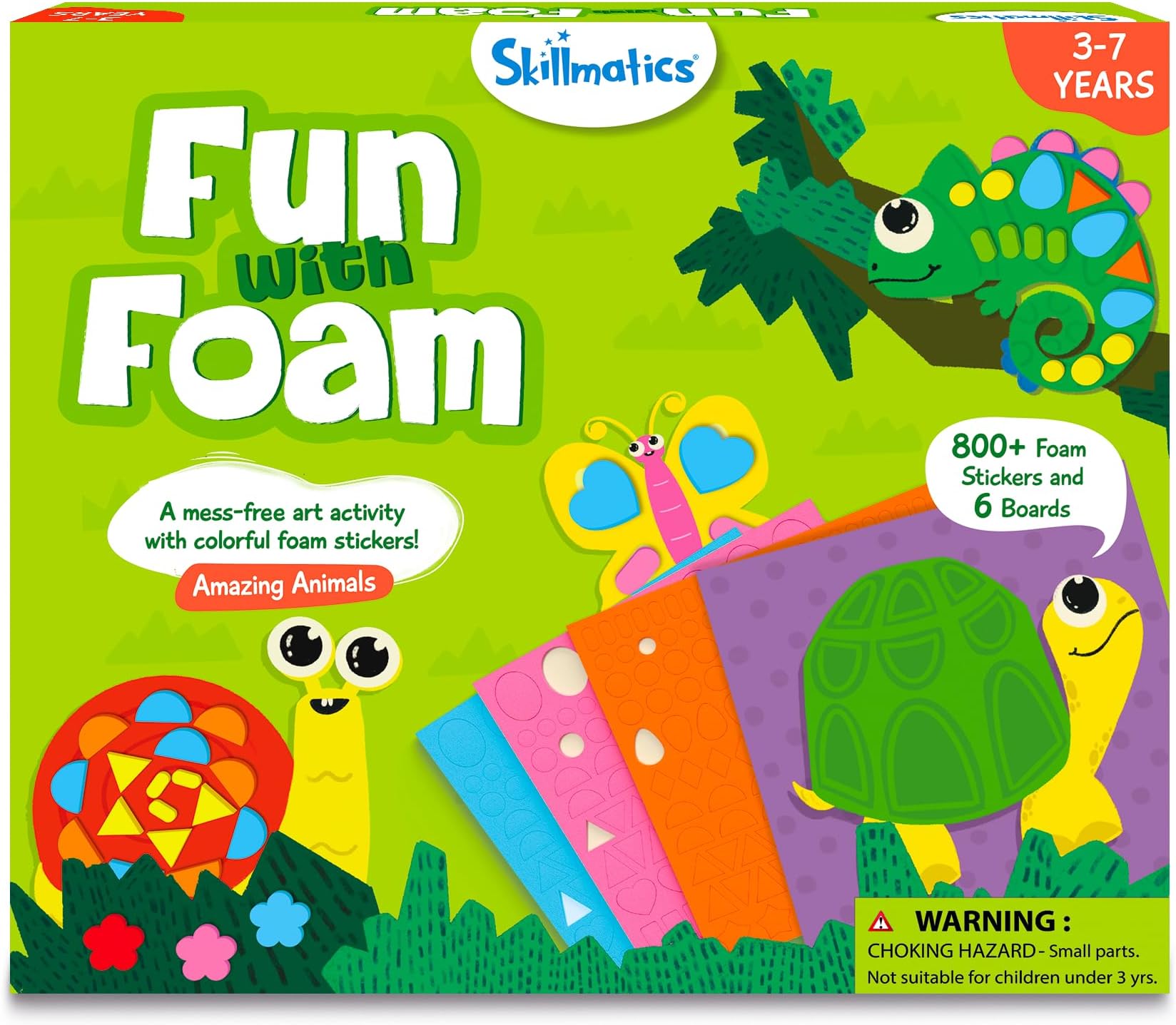 Skillmatics Foam Sticker Art Activity - Animals, Mess-Free Fun for Kids, 800+ 3D Foam Stickers, DIY Felt Craft Kits, Gifts for Girls & Boys Ages 3, 4, 5, 6, 7