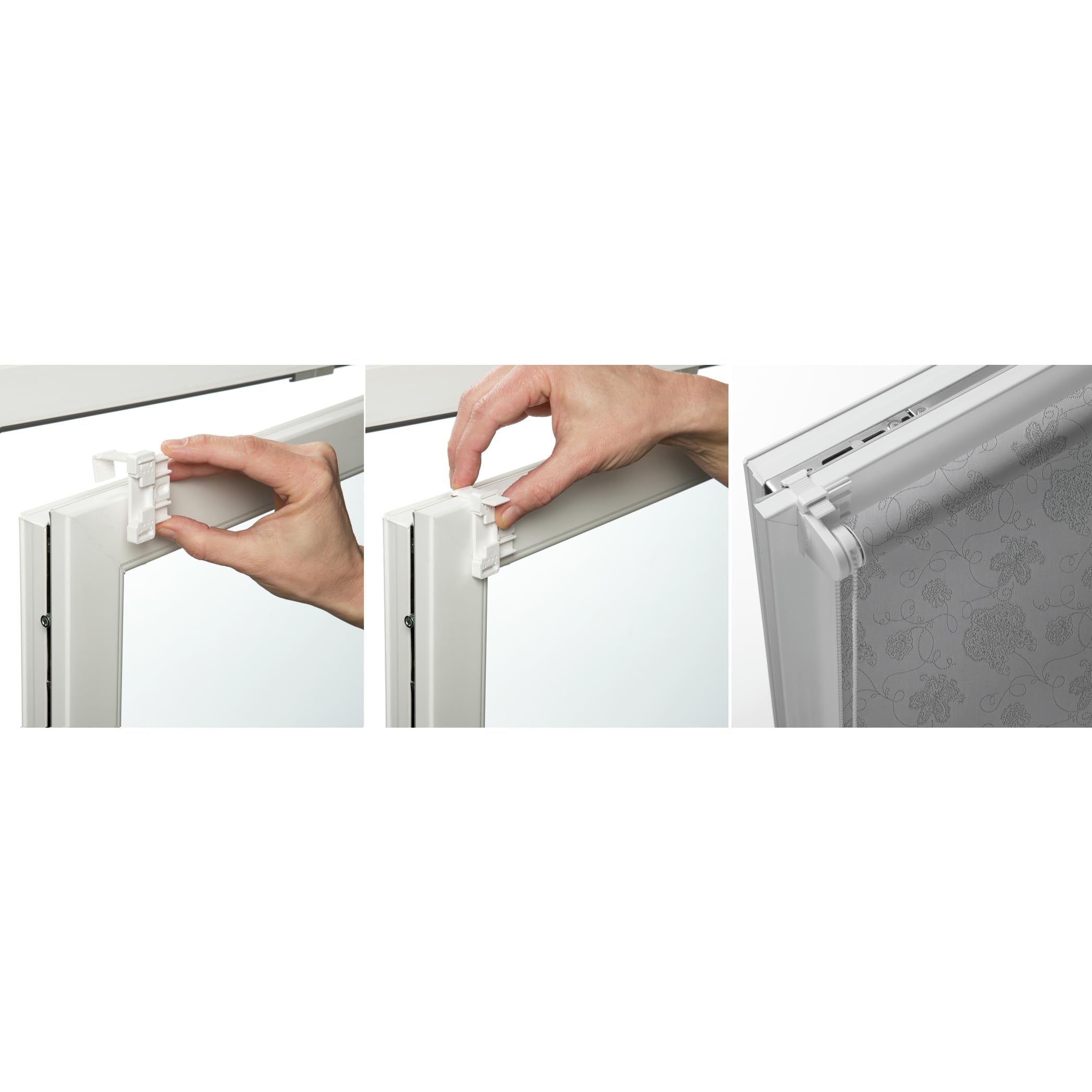 Gardinia Rollo mit Stickerei zum Klemmen oder Kleben, Tageslicht-Rollo, Blickdicht, Alle Montage-Teile inklusive, EASYFIX Rollo Dekor, Silber, 100 x 150 cm (BxH)