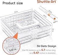 Vista 2 de Shuttle Art 36 Markers Acrylic Marker Organizer, Portable 3-Layer Transparent Storage Box, Stackable Pen Holder for Art Supplies,Ideal for Home