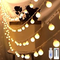 Bigzom LED Gömbfüzér 100 LED Meleg Fehér Fénnyel - 11m USB Fényfüzér Távirányítóval, 8 Világítási Móddal, Időzítővel - Kültéri/Beltéri Dekor 1