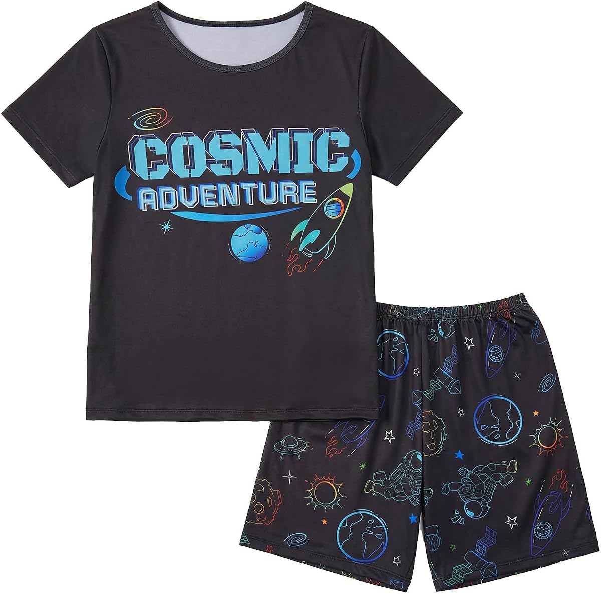 MHJY Boys Pajama Set 2-Piece Short Sleeve Summer Sleepwear for Kids | Breathable Boys Loungewear Featuring Cool Gaming Prints And An Elastic Waist For A Relaxed Fit On Summer Nights