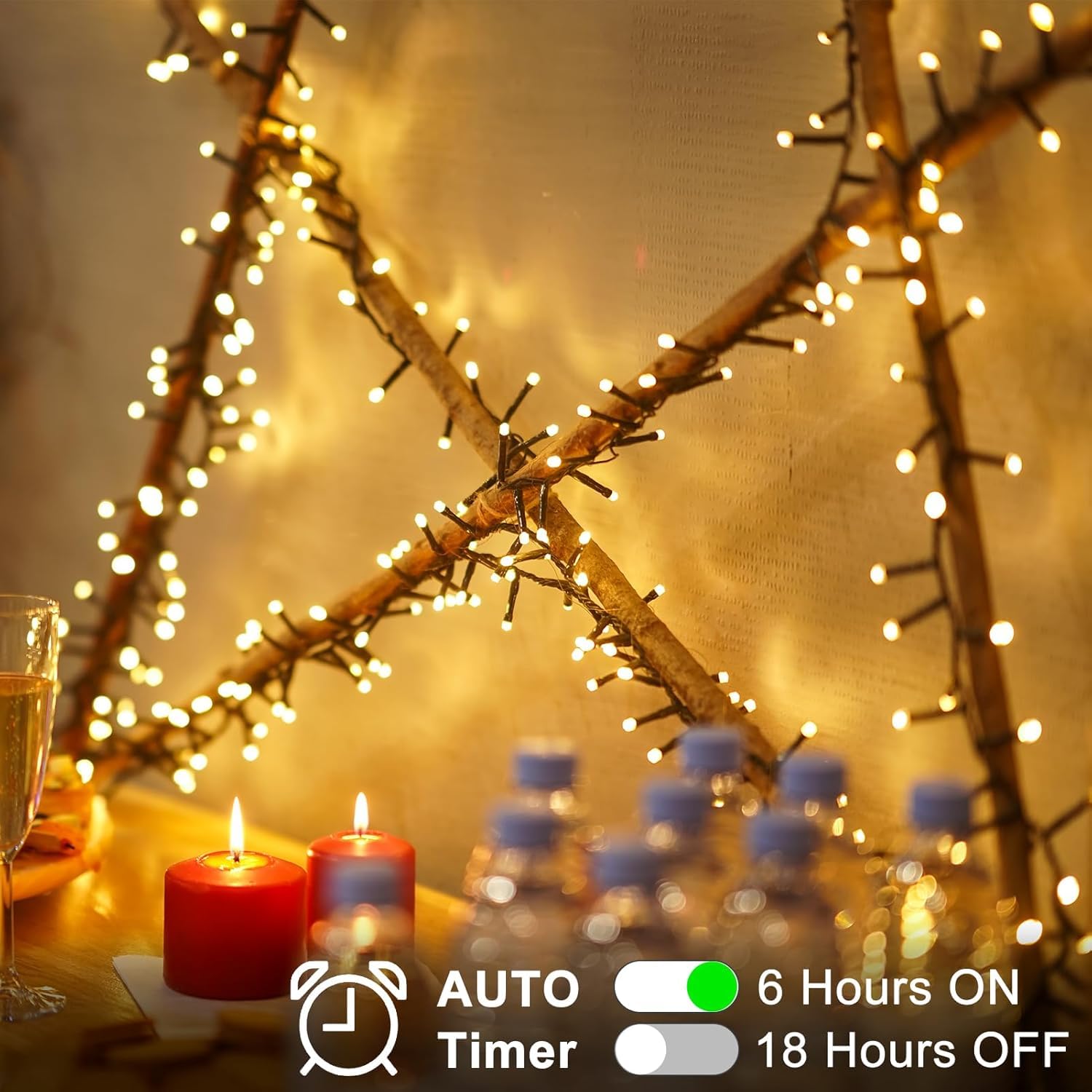 Vacoulery Stringa Luci LED a Batteria, 5M 50 LEDs 8 Modalità Lucine Led Decorative IP65