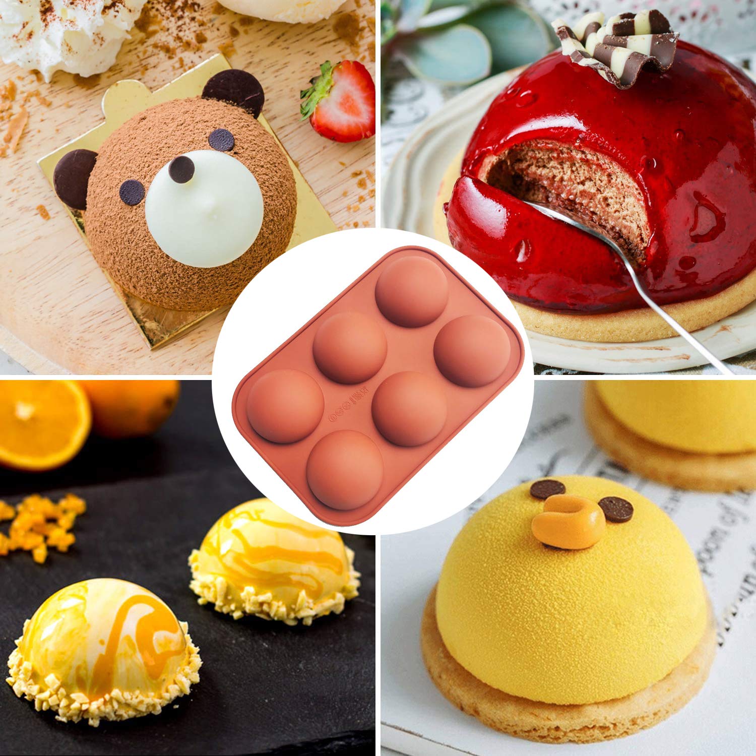Accfore 3 Pack Albero di Natale Stampi in Silicone, 6 Cavità Caramelle vassoi di cottura per