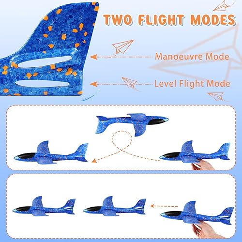 Miniatura 4 de VCOSTORE Paquete de 4 aviones de espuma de juguete para niños, avión planeador grande de 17.5 pulgadas con 2 modos de vuelo, avión de espuma de