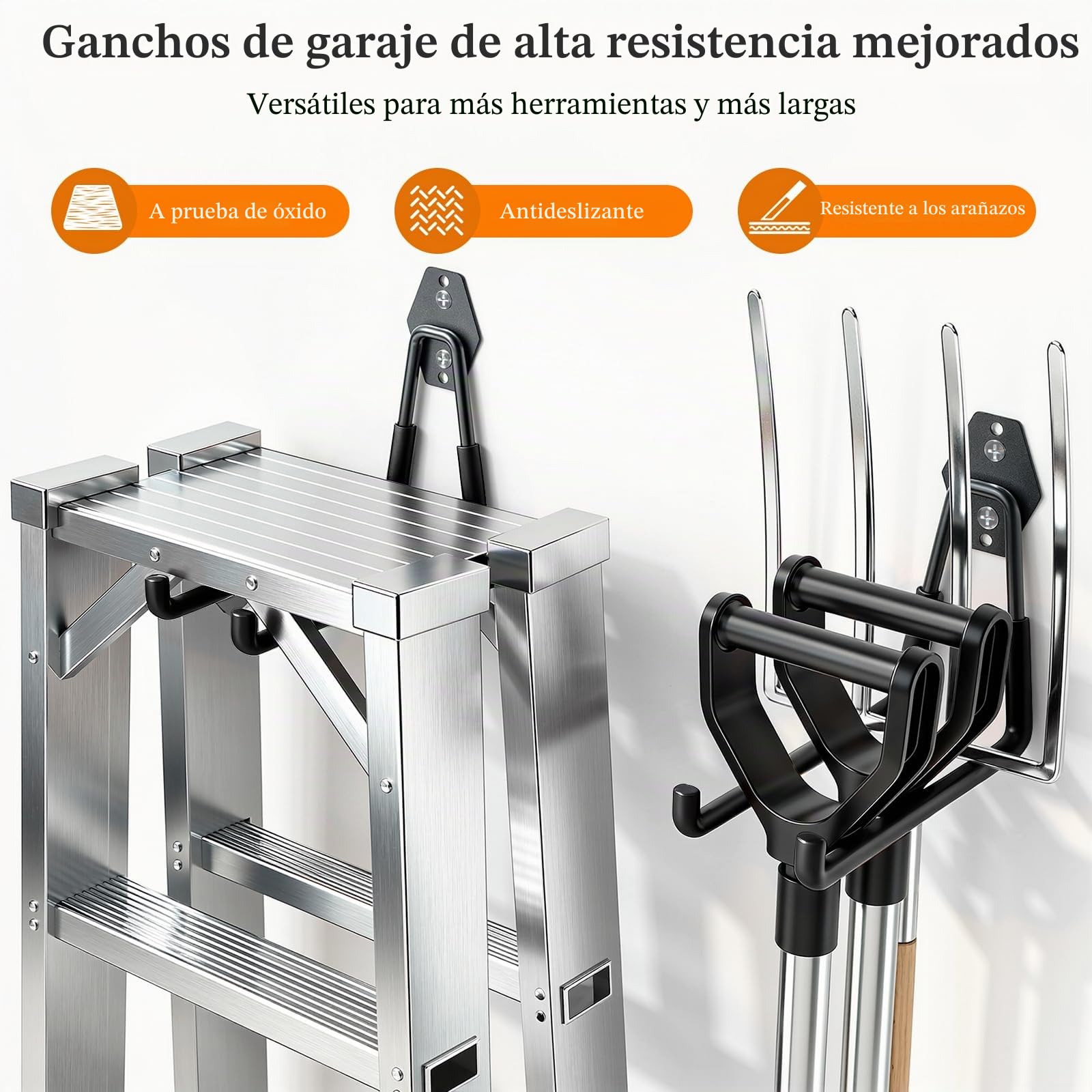 Housolution Ganchos de Acero, 30 Pcs, Negro | Antideslizante con Revestimiento Antideslizante,Ganchos Pared con Organizador de cables para Bikes, Herramientas, Escaleras
