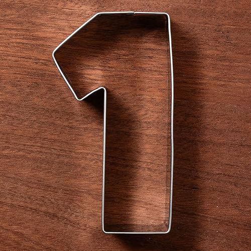 Miniatura 2 de LILIAO Cortador de galletas de fondant número 1 para cumpleaños, aniversario, día especial, 2 x 3.6 pulgadas, acero inoxidable