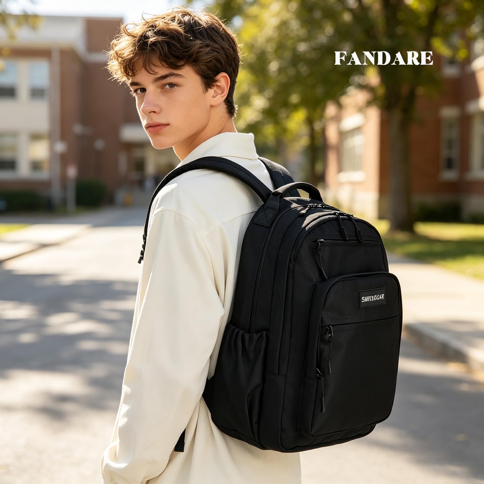 FANDARE Zaino per la scuola, da donna, da uomo, con scomparto per computer portatile da 15,6 pollici, zaino per la scuola, per ragazzi e ragazze, per università, viaggi, tempo libero, lavoro