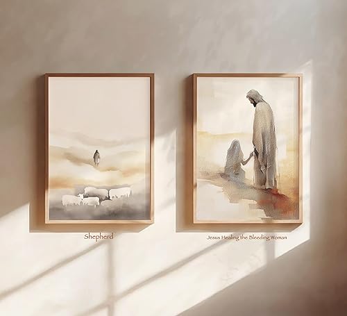 Vista 6 de Set of 4 Bible Story Wall Art, Christian Wall Art, Jesus Wall Decor, Christian Wall Decor, Scripture Wall Art, Christian Gifts for Women