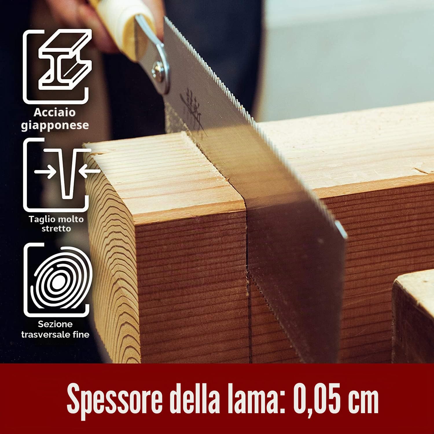 SUIZAN Sega giapponese Ryoba, 24 cm, doppio tagliente, taglio a tiro e taglio a filo, strumenti per la lavorazione del legno