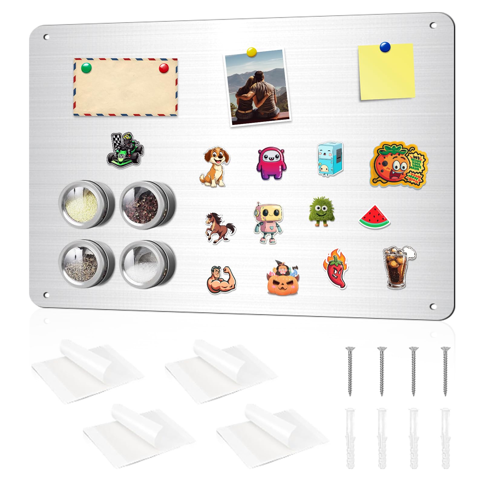 Tableau Magnétique Mural 0,8 mm, Plaque Aimantee pour Magnets, 43 x 30 cm Ultra Mince Acier inoxydable Tableau pour Magnet Plaque Magnétique A3, Pour enfant, appartement, bureau, cuisine (Argenté)