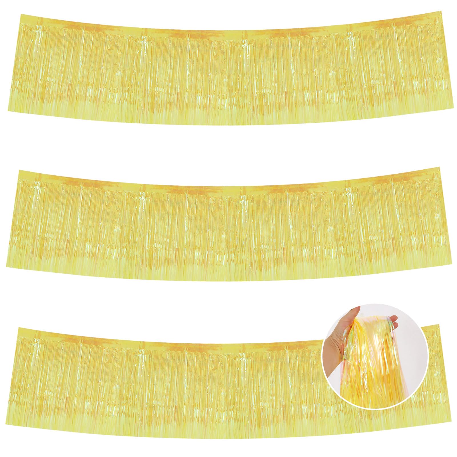 BEISHIDA Shining Yellow Fringe Garland Banner Wall Tinsel Foil Streamers