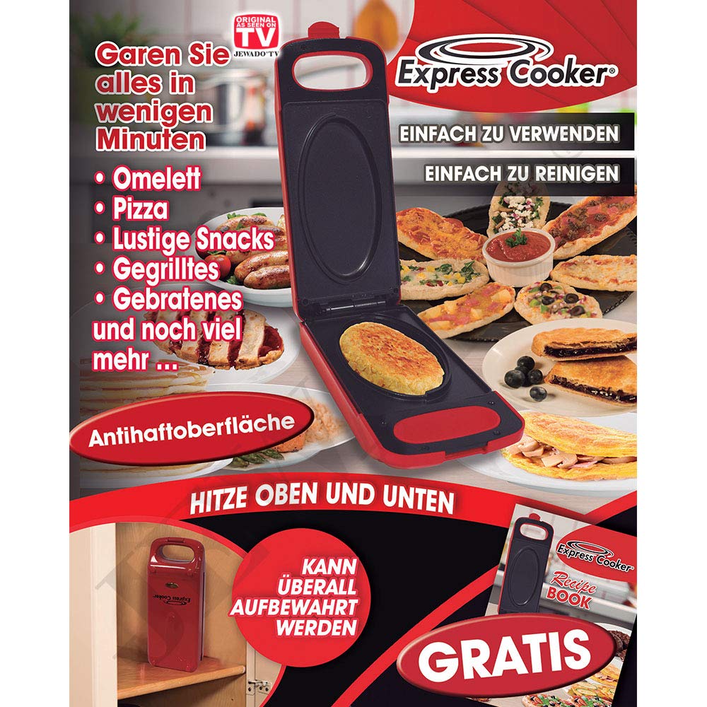Grill kontaktowy Express Cooker, 800 W, powierzchnia nieprzywierająca, górna grzałka dolna, 3 w 1 – opiekanie, pieczenie, grillowanie