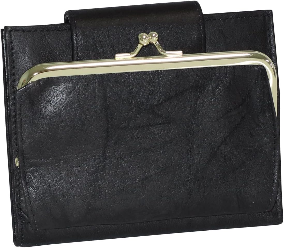 Buxton Leather Cardex Attache Clutch Credit Card Wallet (Black-RFID Protected)