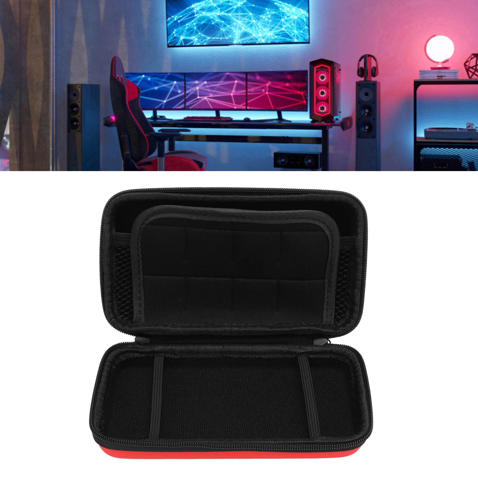 Annadue Custodia da Viaggio da Viaggio per Console per 2DS XL 2DS LL per 3DS 3DS, con Custodia da Viaggio Protettiva Rigida da 8 Slot (rosso)