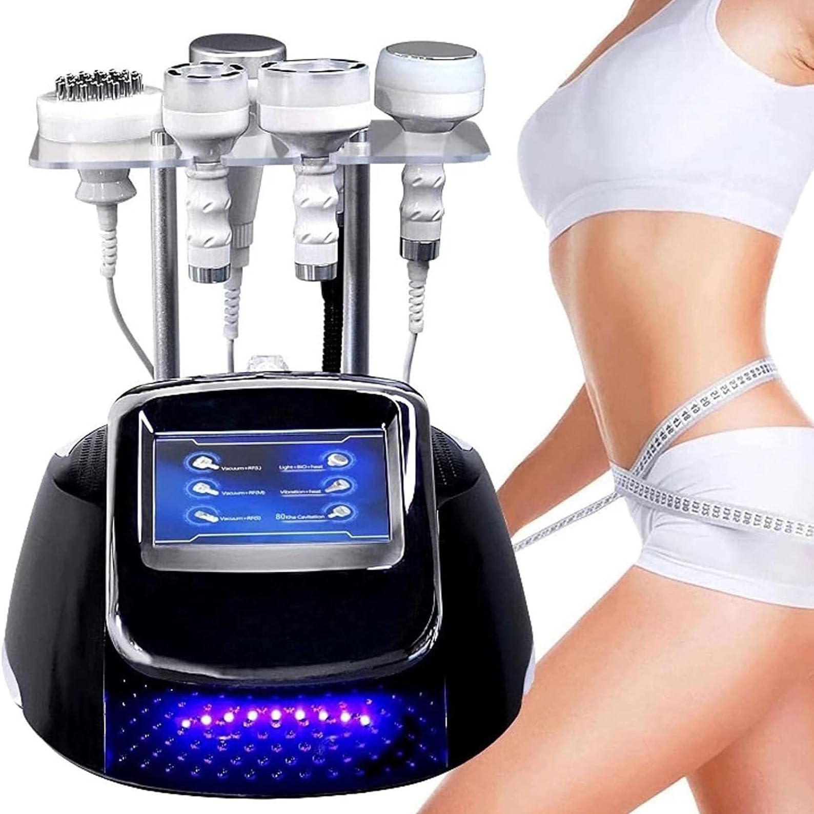 Máquina De Cavitación Adelgazante Corporal 80k, Máquina De Belleza con Cavitación Al Vacío para Pérdida De Peso, Quemagrasas con 6 Sondas Y Pantalla LED De 7 Pulgadas para Todo El Cuerpo