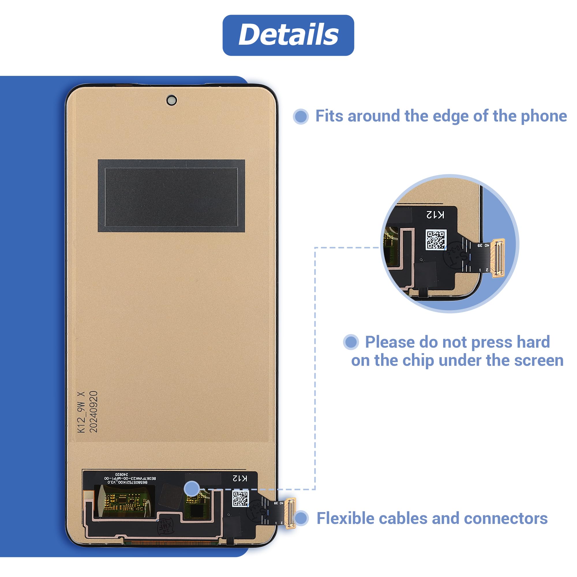 [z ramką] Zamiennik wyświetlacza OLED, kompatybilny z Onepl-us Nord CE 4 [6,7"] CPH2613 LCD Touch Screen z zestawem narzędzi
