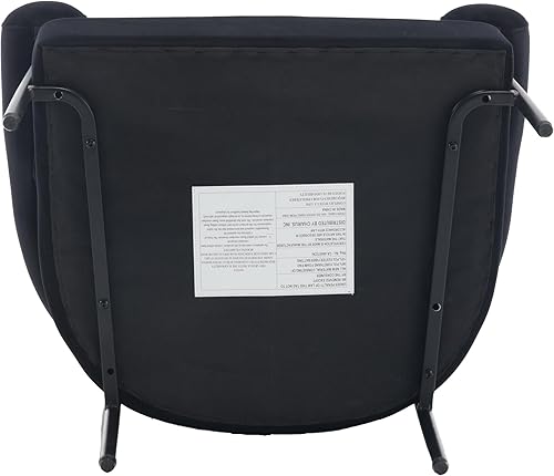 Miniatura 7 de Silla decorativa moderna con patas de metal negro, sillón tapizado de terciopelo con respaldo curvado para sala de estar, espacio pequeño, color