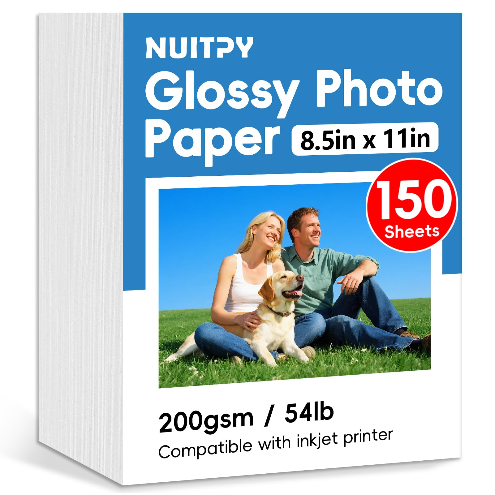 Photo 1 of 150 Sheets Glossy Photo Paper, 8.5in x 11in Inkjet Photo Printer Paper, Picture Paper for Photos, Calendars, Brochures, Cards, Menus(200gsm / 54lb)
