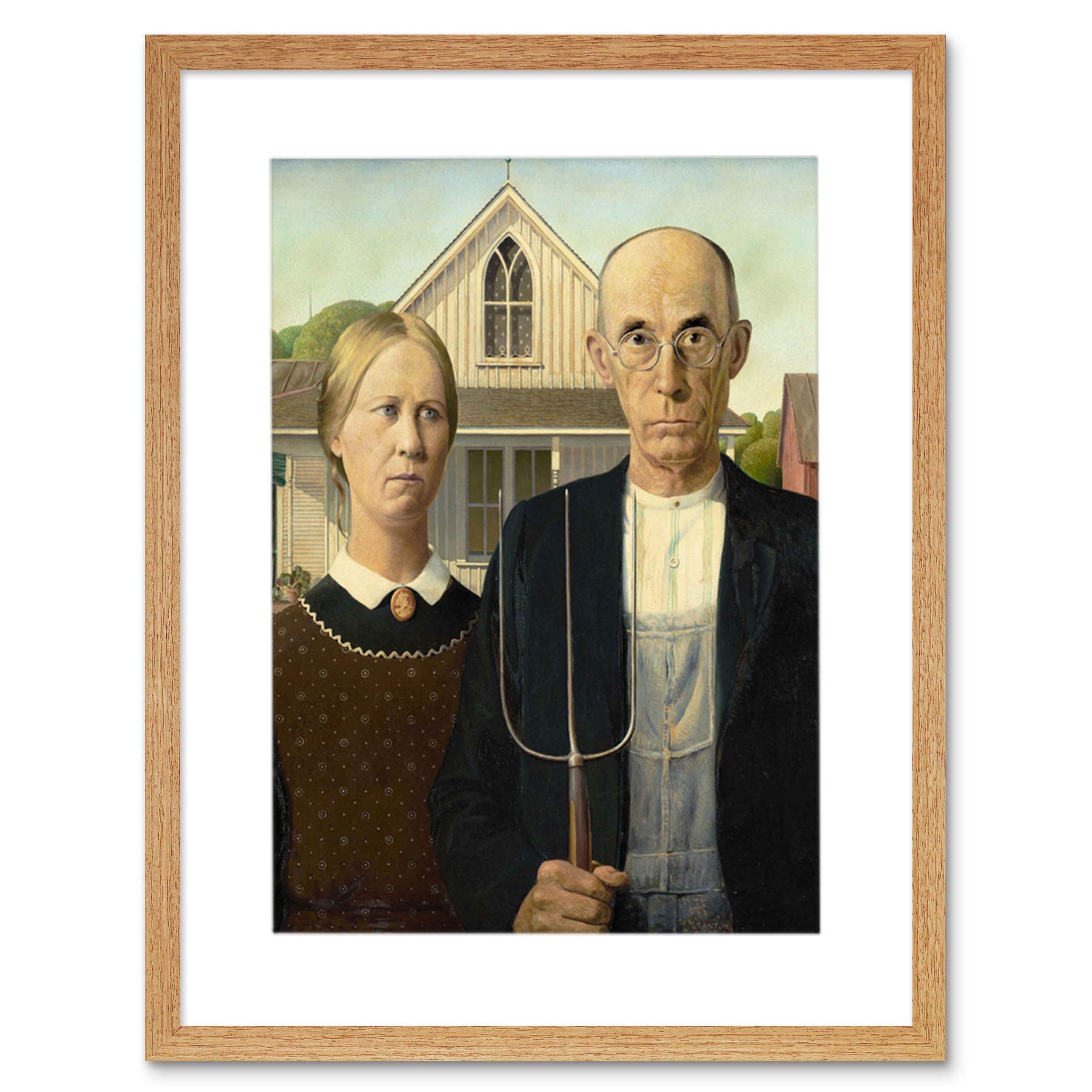 Wee Blue Coo Grant Wood American Gothic Framed Wall Art Print