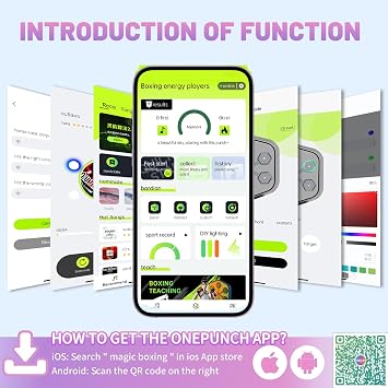 ONEPUNCH V3 Smart LED Boxing Machine Electronic Music Workout Trainer for Indoor Fitness, APP Connected Punch Pad with Full LED Panel, Stress Relief & Fun Training with Gloves (White)