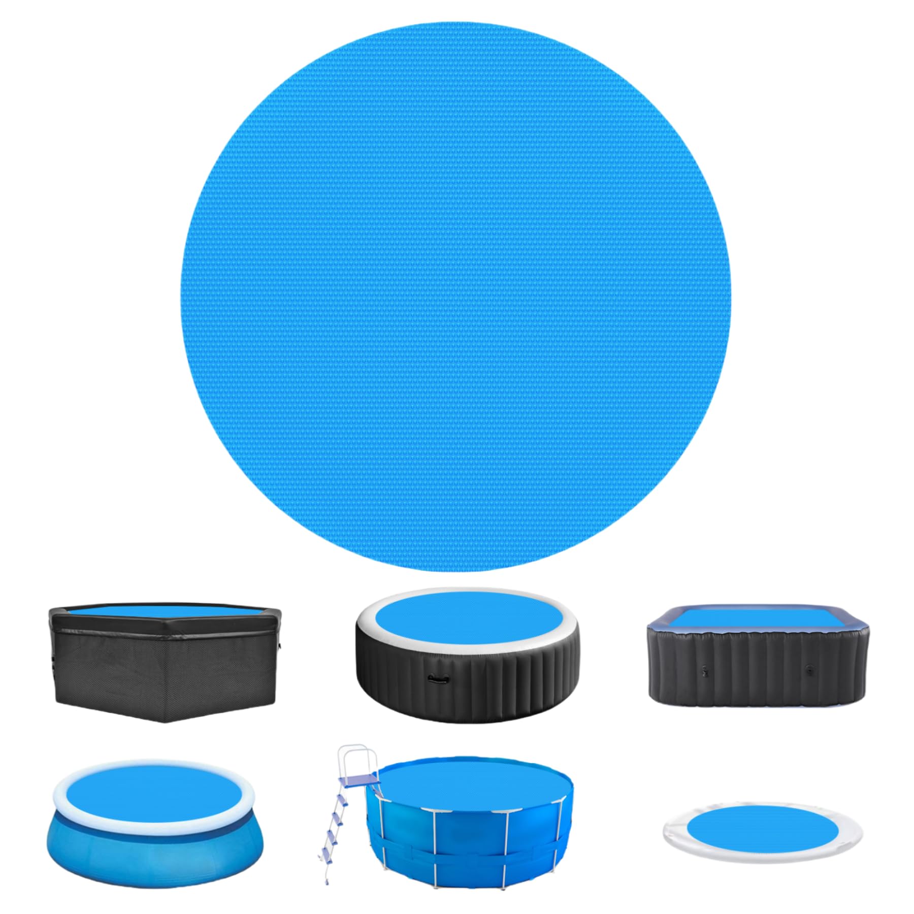 VEVOR Solar Pool Cover 10 ft Round Solar Blanket for Inground Above Ground Swimming Pools, 15 mil Heavy-Duty Solar Cover, Thermal Bubble Covers Blue (10 Foot)