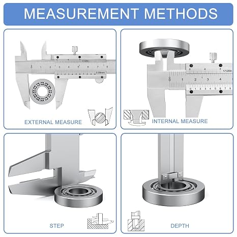 Dual Scale Vernier Caliper 200mm, Stainless Calipers Measuring Tool