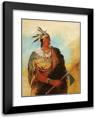 ArtDirect George Catlin 20x24 Black Modern Frame and Double Matted Museum Art Print Titled - Go-To-Kow-Pah-Ah, Stands by Himself, a Distinguished