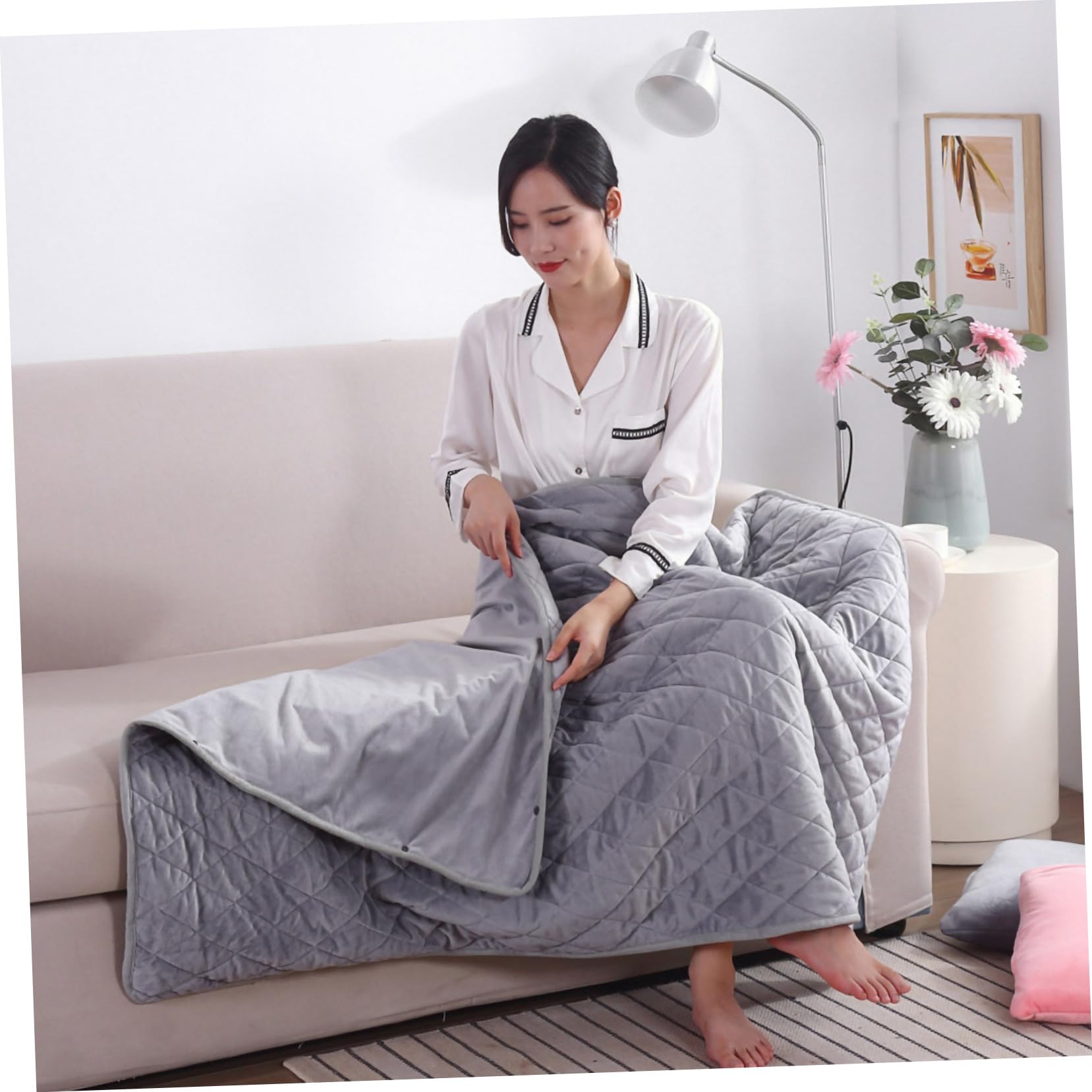 TOGEVAL Electric Heating Blanket USB Multifunctional Low Voltage Heated Throw for Office Use Soft and Comfortable Warm Blanket