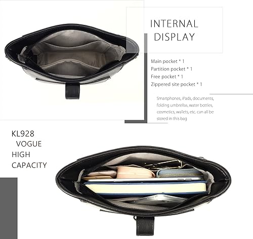 Vista 3 de KL928 Monederos grandes para mujer, bolso de hombro, bolsos de mano, elegantes bolsos de cuero vegano para mujer