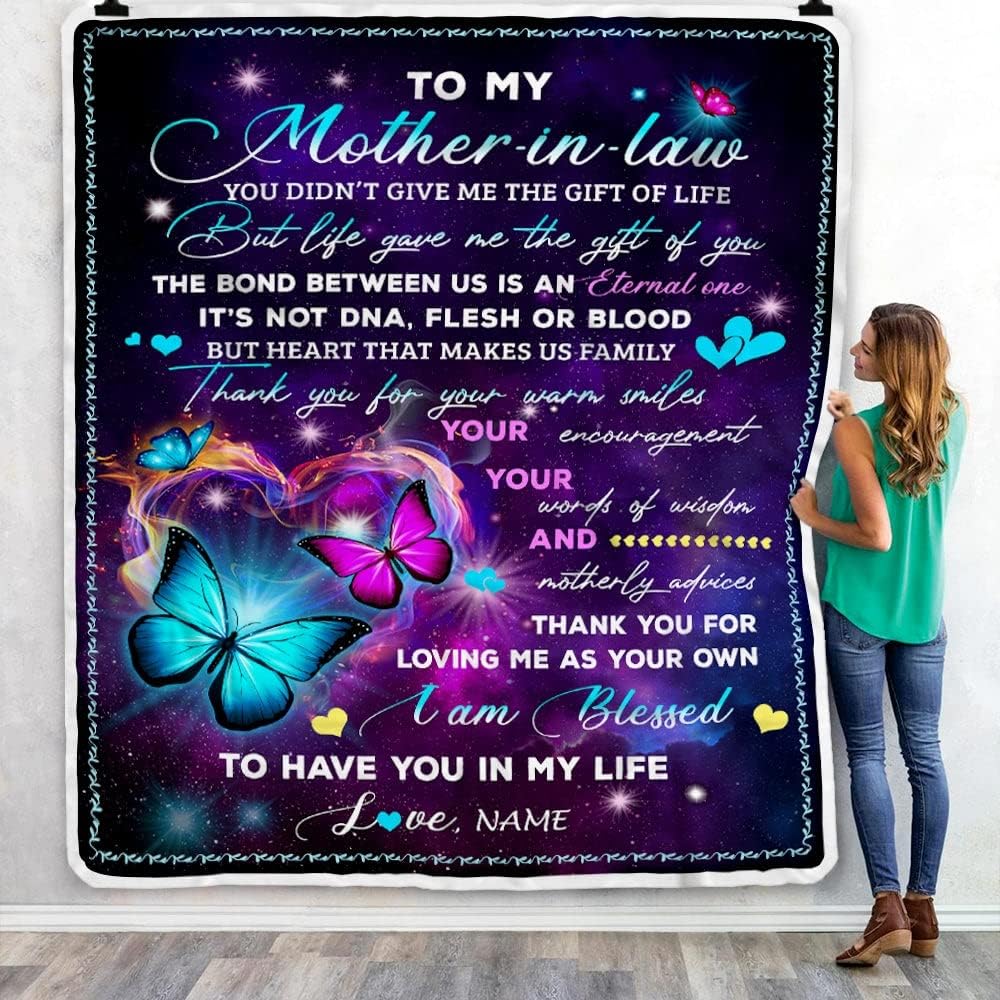 Personalized to My Mother in Law Blanket from Daughter-in-Law You Didn't Give Me The Gift of Life Butterfly Mother in Law Birthday Mothers Day Fleece (60 x 80 Inches - Adult Size) (650)