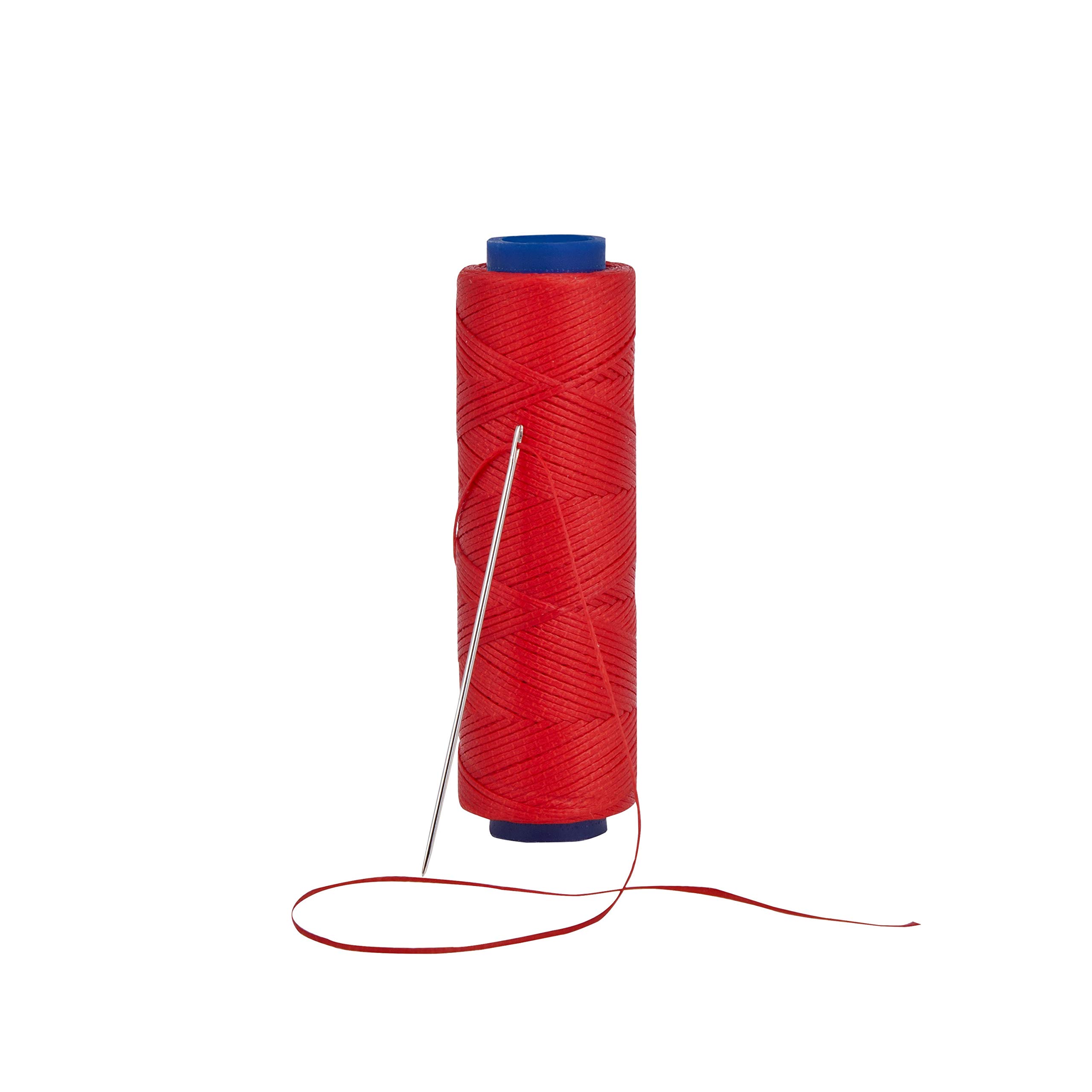 Waxed Thread, Strong Thread for Leather, Upholstery, Shoe, Bag, incl. Needle (Colour: RED)