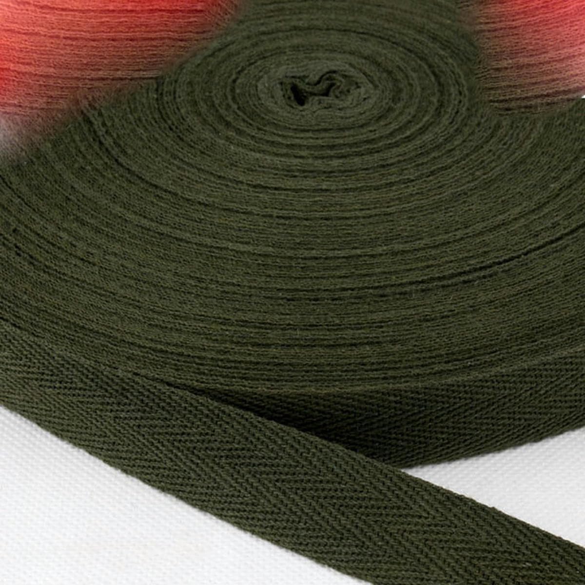 200 yardas/lote 1 cm 2 cm cinta de sarga de algodón en espiga rollo blanco negro cinturón bolsa borde banda costura accesorios de ropa-verde militar-ancho 1 cm